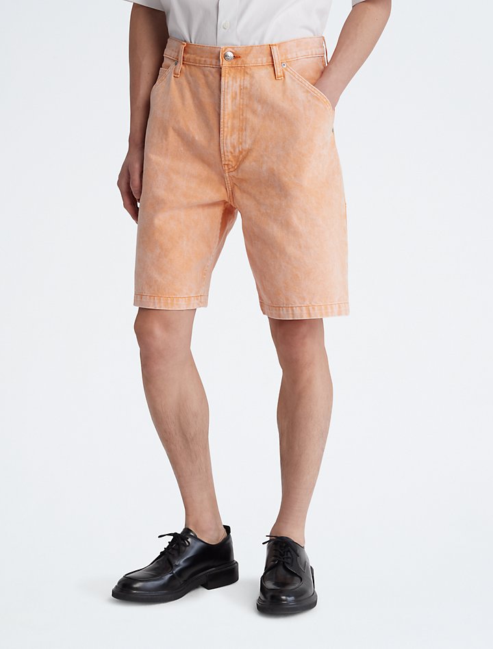 Джинсовые шорты цвета хаки Carpenter Calvin Klein, оранжевый женская флисовая толстовка с вышивкой calvin klein цвет mazarine blue