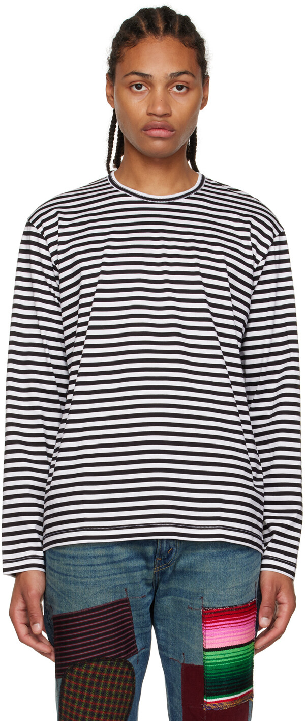 

Черно-белая полосатая футболка с длинными рукавами Comme des Garçons Edition Junya Watanabe