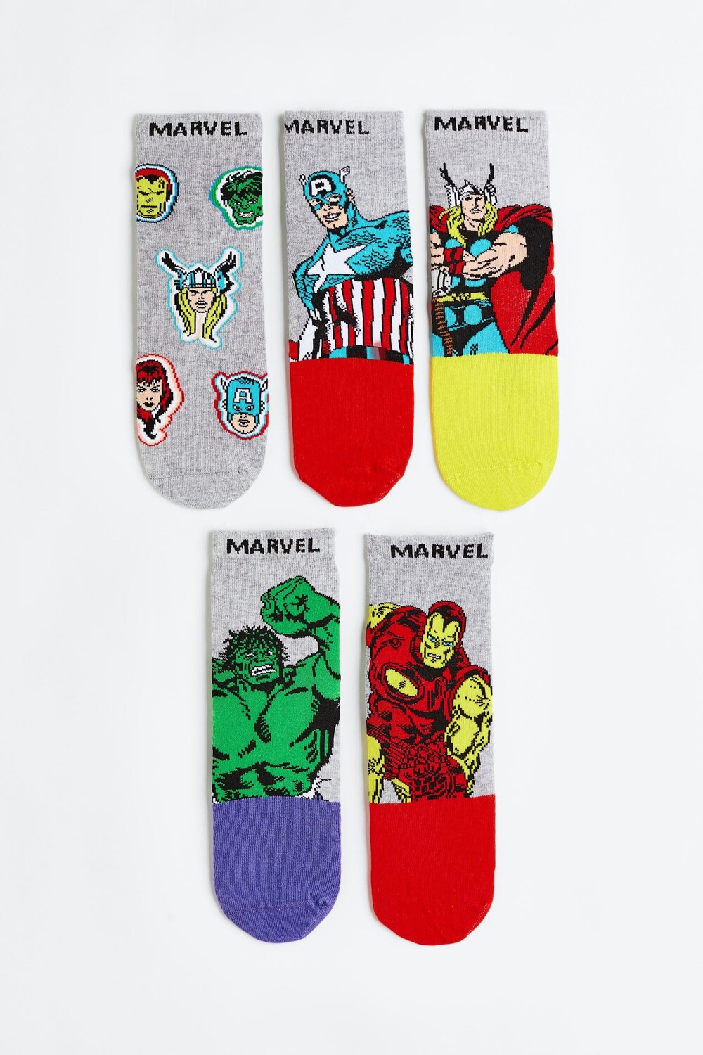 

5 пар носков с рисунком H&M Marvel Comics, светло-серый