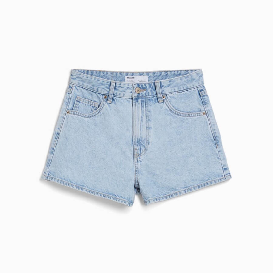 

Шорты Bershka Mom Fit Denim, синий