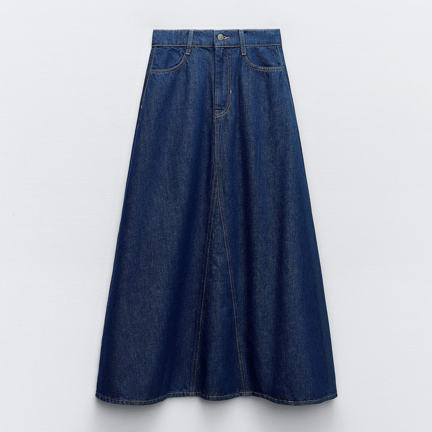 

Юбка Zara Z1975 Denim Cape Midi, синий