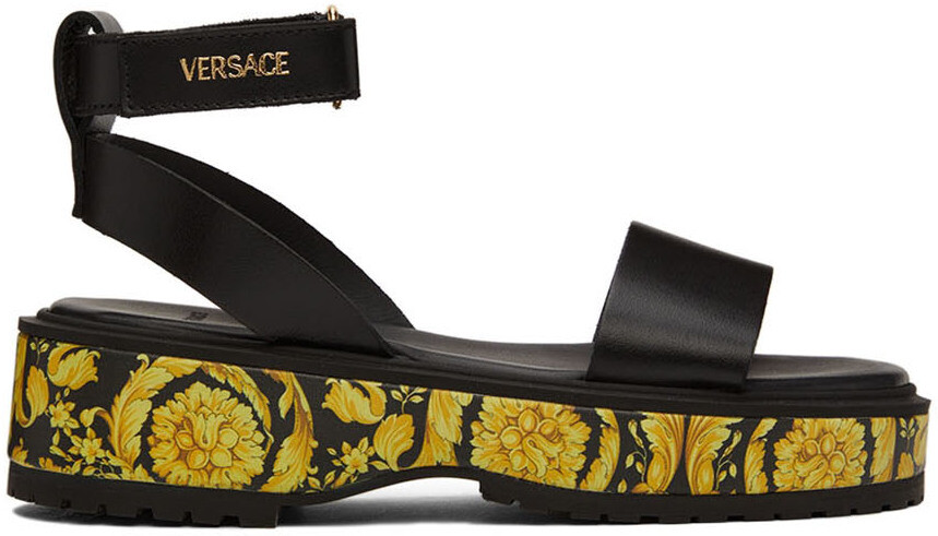 

Детские черные сандалии на платформе Barocco Versace