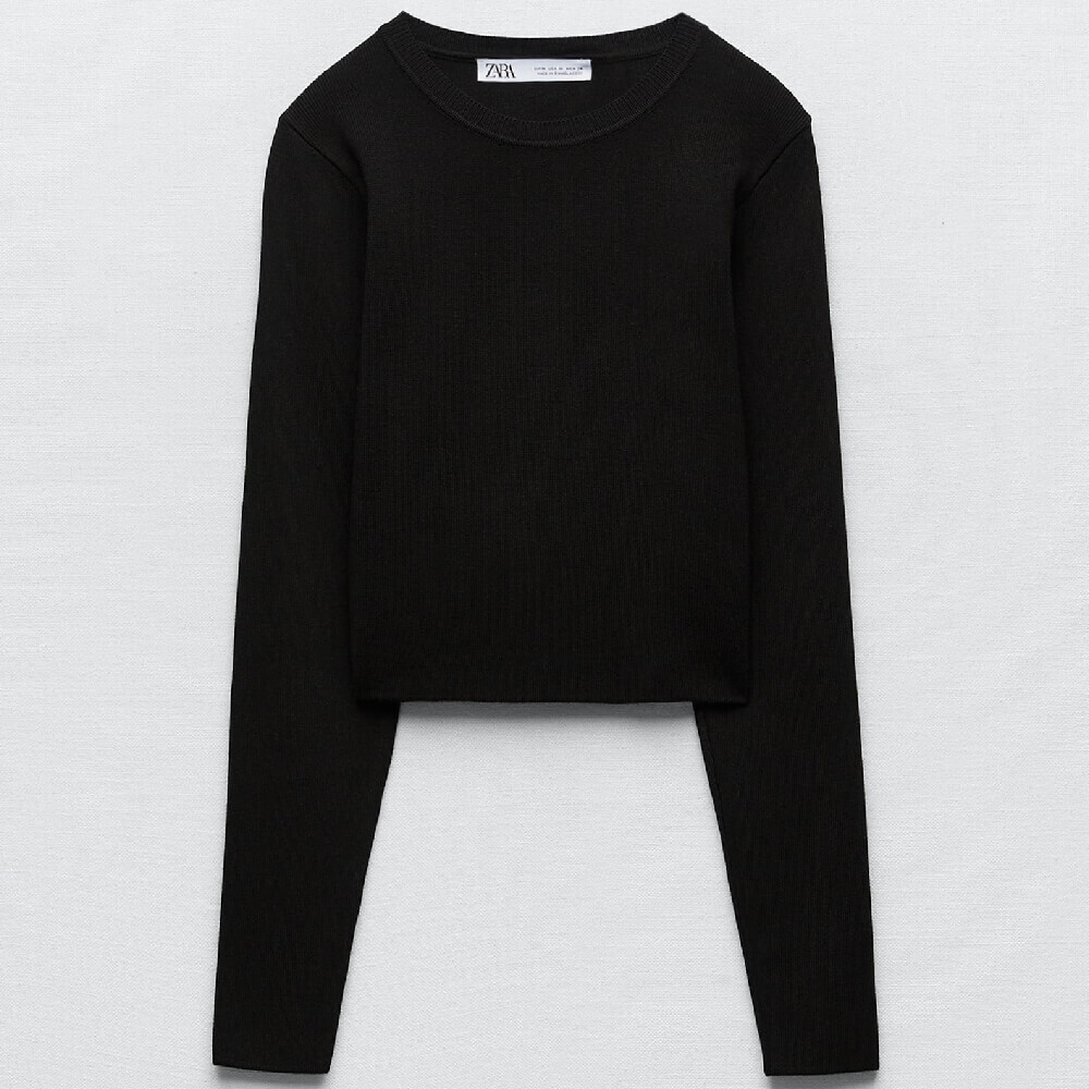 

Свитер Zara Basic Ribbed Knit, черный