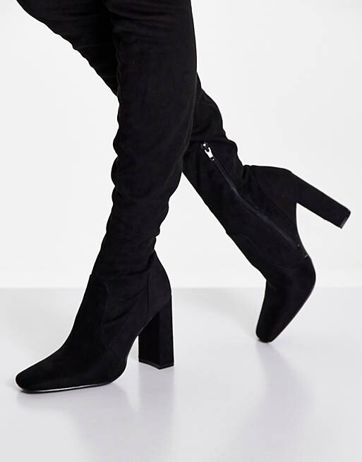 

Черные ботфорты на блочном каблуке ASOS DESIGN Kenni, Черный