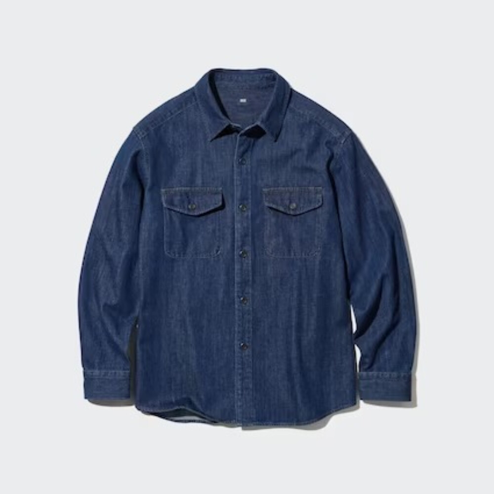 

Рубашка Uniqlo Denim Oversized, темно-синий