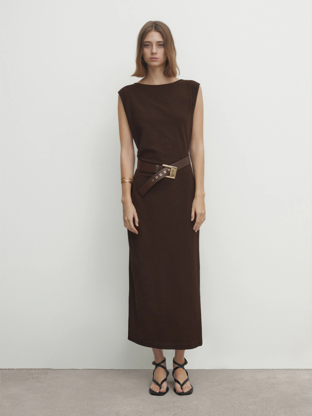 

Платье из смешанного лайокелла с сборками на боке Massimo Dutti