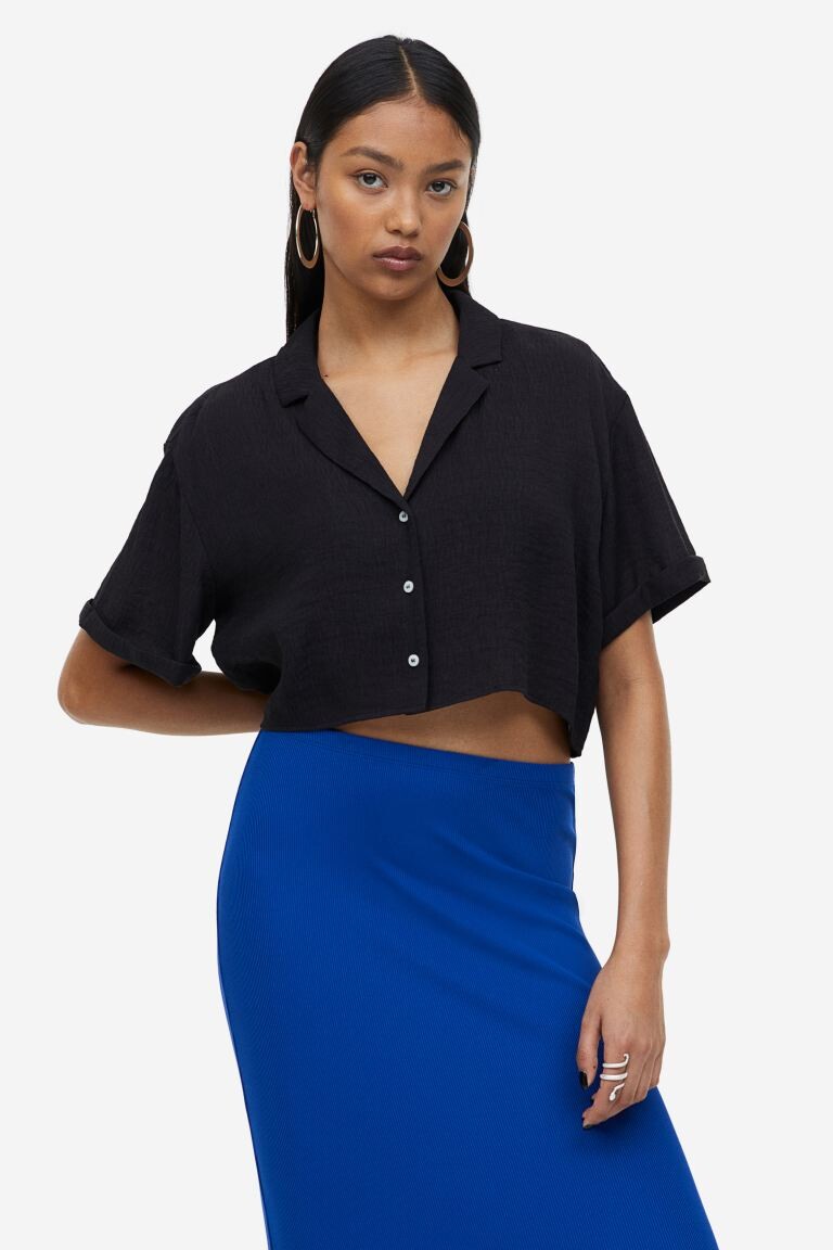 

Рубашка из жатого курорта H&M, черный