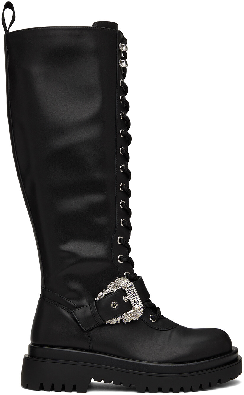 

Черные высокие сапоги Дрю Versace Jeans Couture, Черный