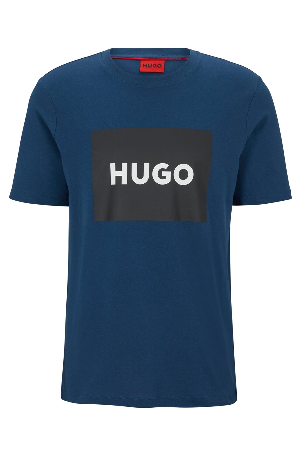 

Футболка Hugo Crew-neck In Cotton Jersey With Box Logo, тёмно-синий
