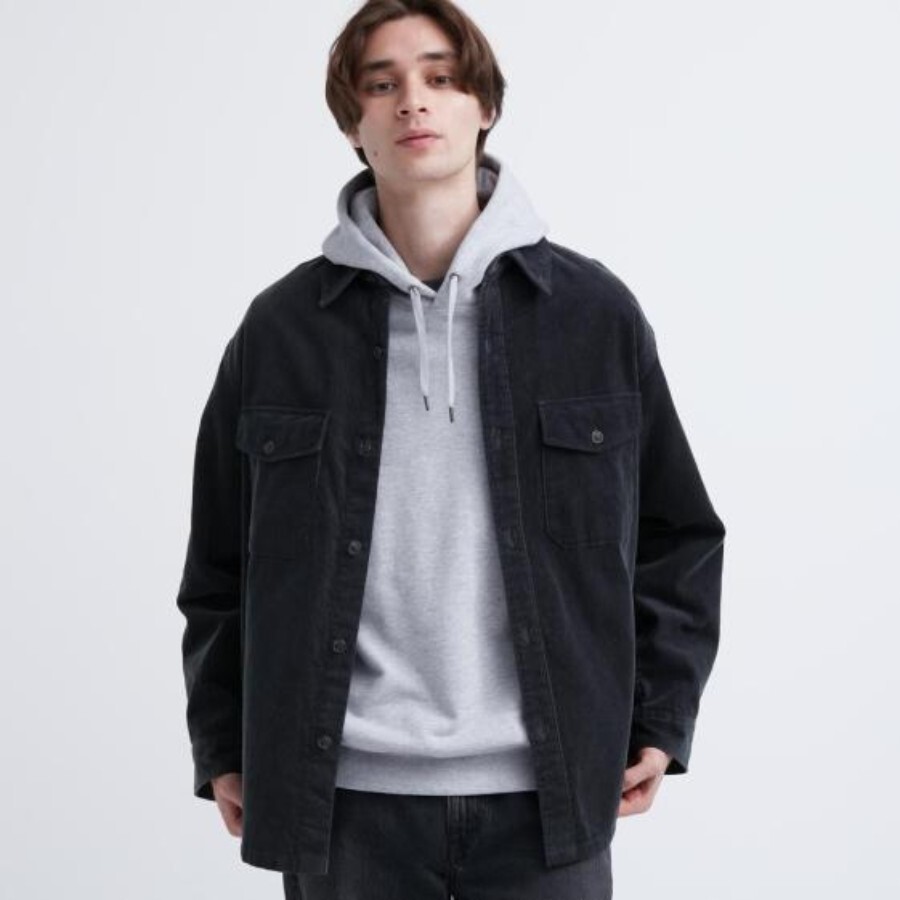 

Рубашка Uniqlo Corduroy Oversized, темно-серый