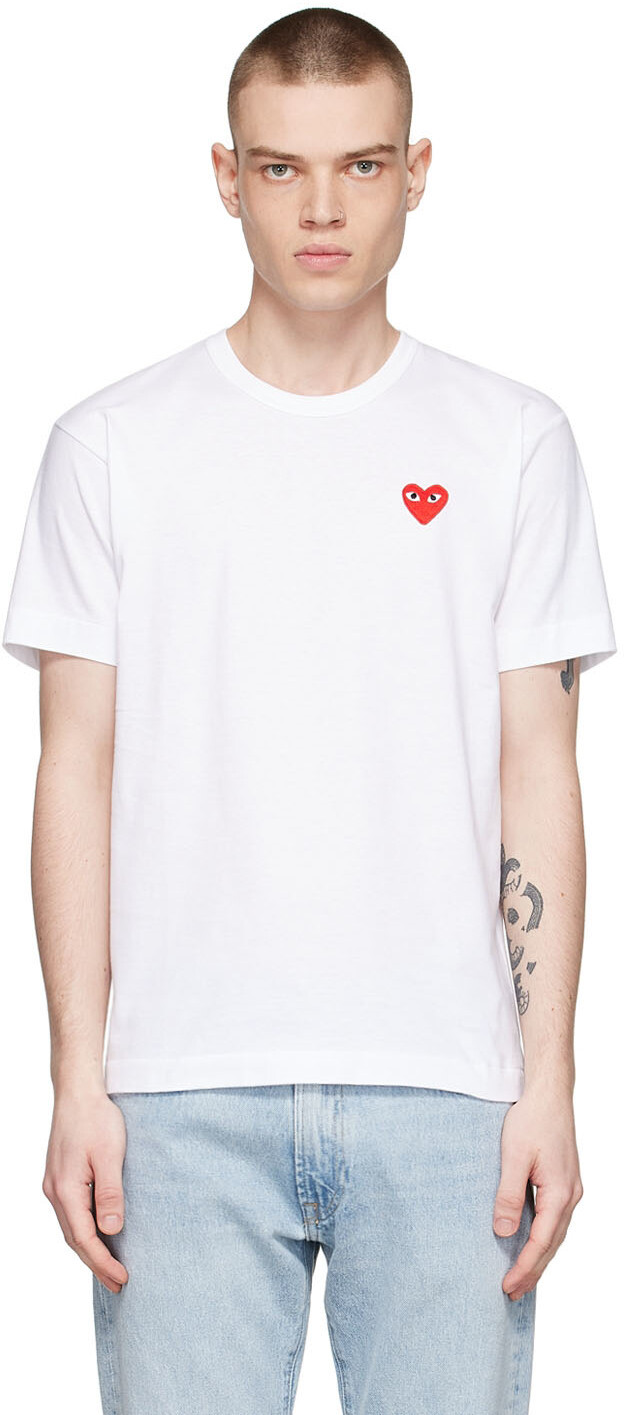 

Белая хлопковая футболка Comme des Garçons Play, Белый