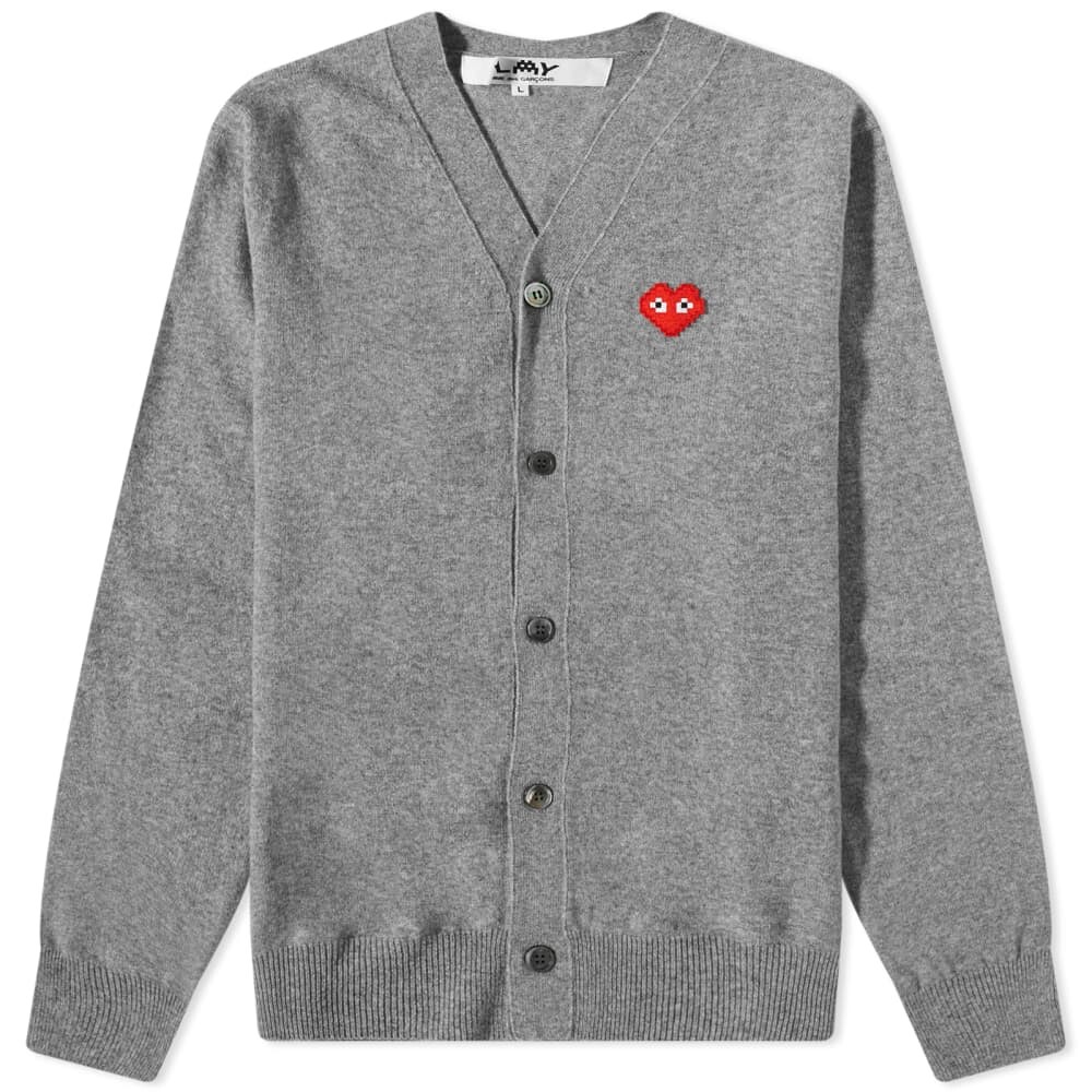 

Джемпер Comme des Garçons Play Invader Heart V-Neck Cardigan, Серый, Джемпер Comme des Garçons Play Invader Heart V-Neck Cardigan
