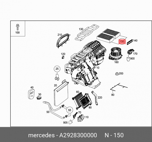 Комплект картриджей фильтра салона A2928300000 MERCEDES-BENZ комплект картриджа фильтра топливного ts fuel filter element a6540920100 mercedes benz