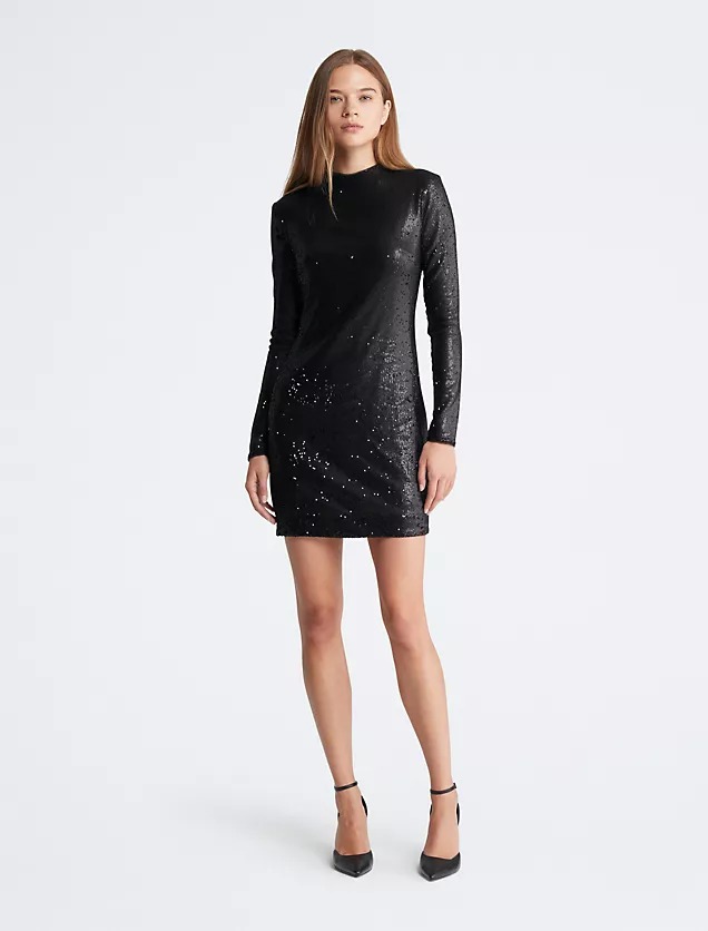 Платье Calvin Klein Sequin Mini, черный
