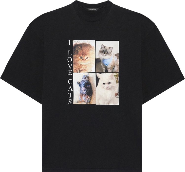 Футболка Balenciaga I Love Cats T-Shirt 'Black', черный мужская футболка i love cats 2xl черный