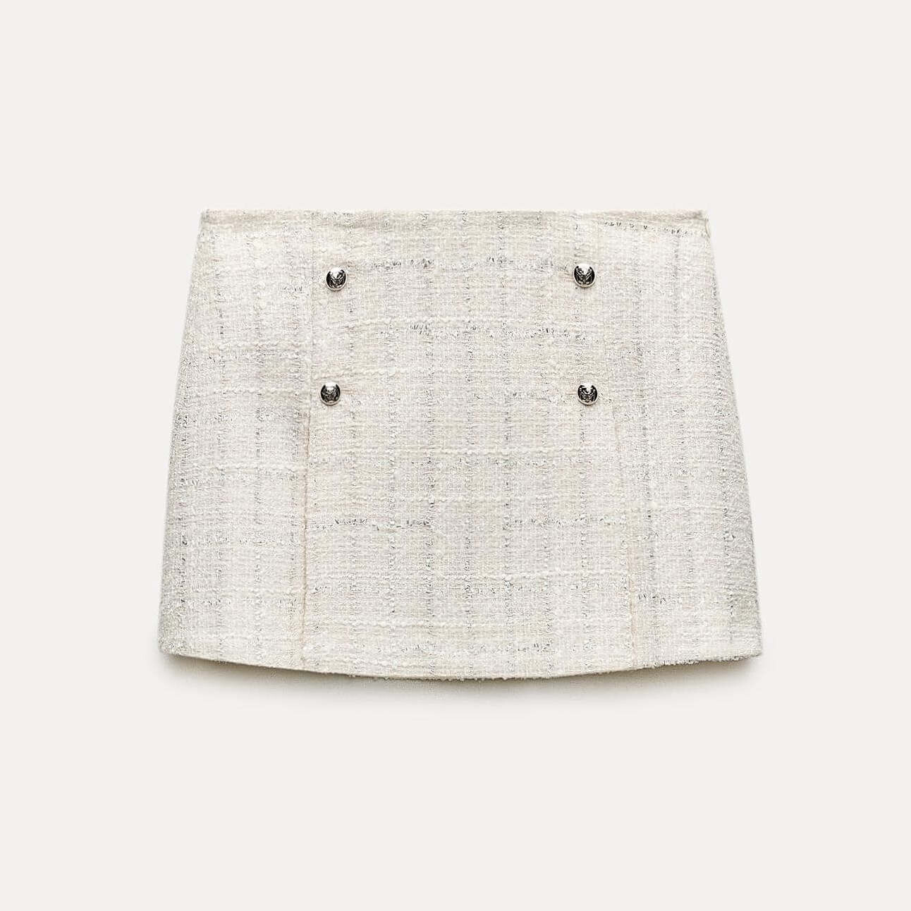 Юбка Zara ZW Collection Short Textured, белый юбка zara short textured лиловый белый