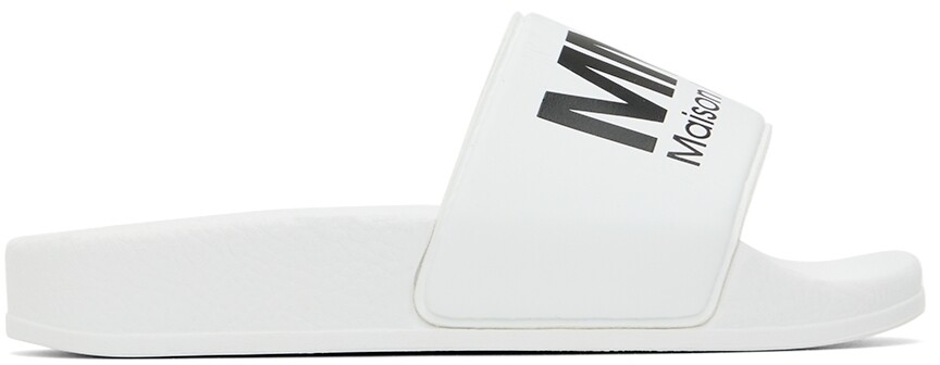 

Детские белые шлепанцы с логотипом MM6 Maison Margiela