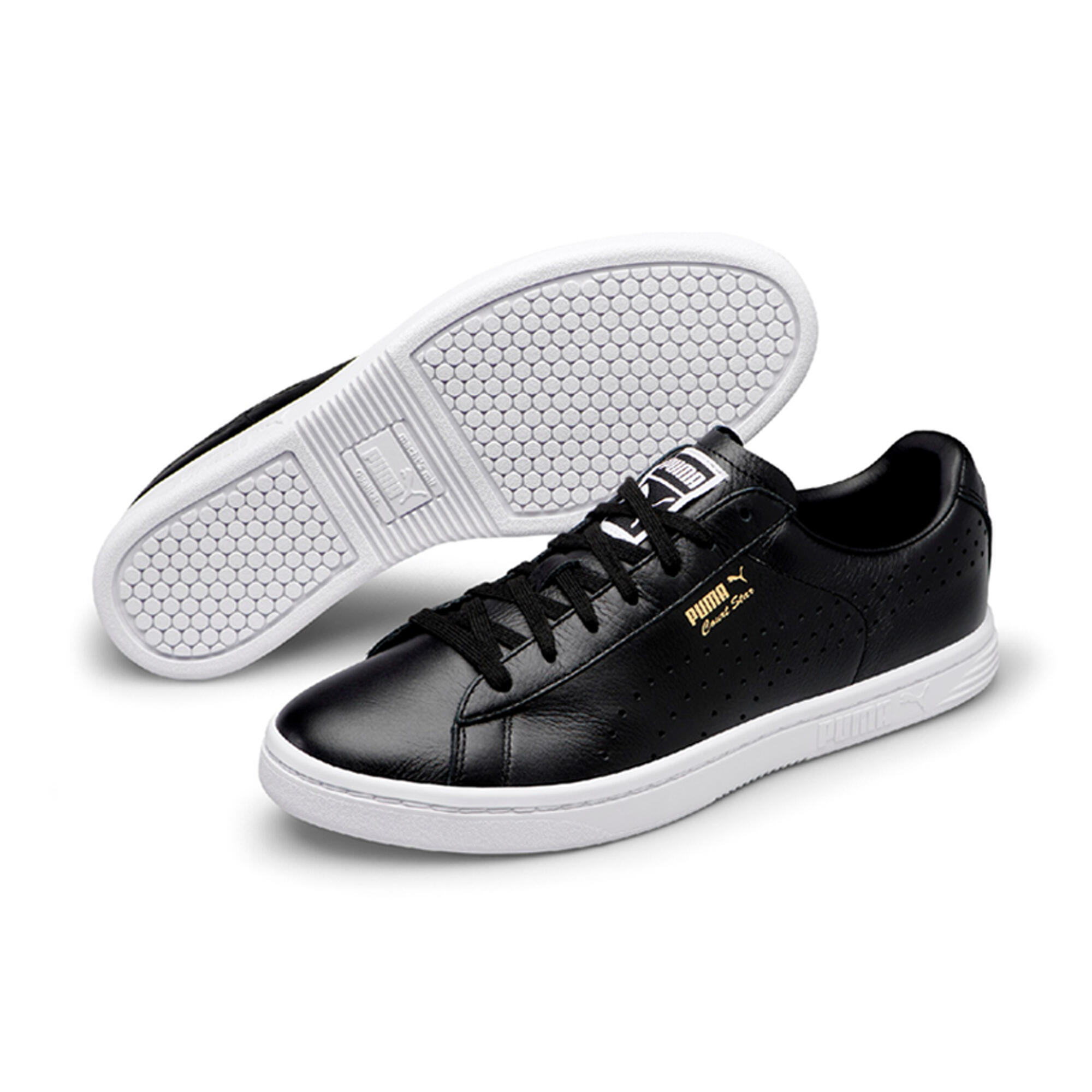 Puma court store star black leather