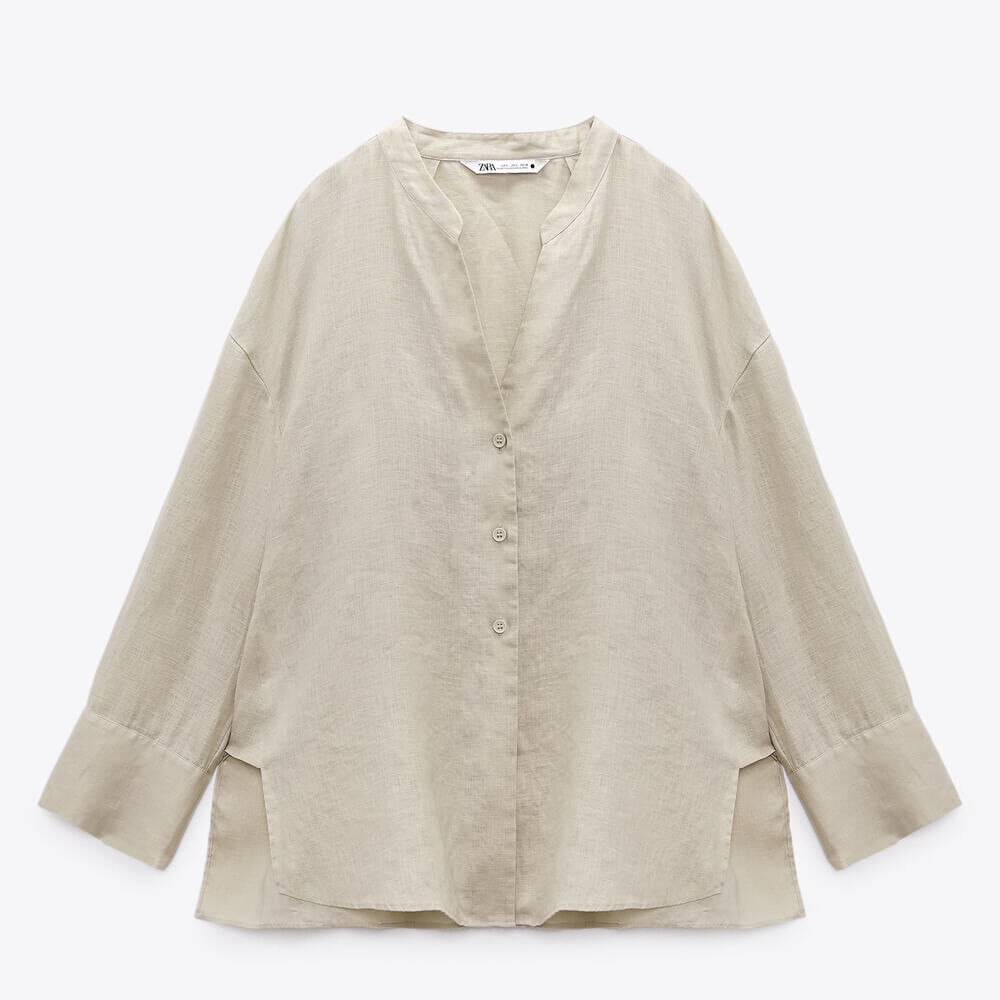 

Рубашка Zara Asymmetric Linen, темно-серый