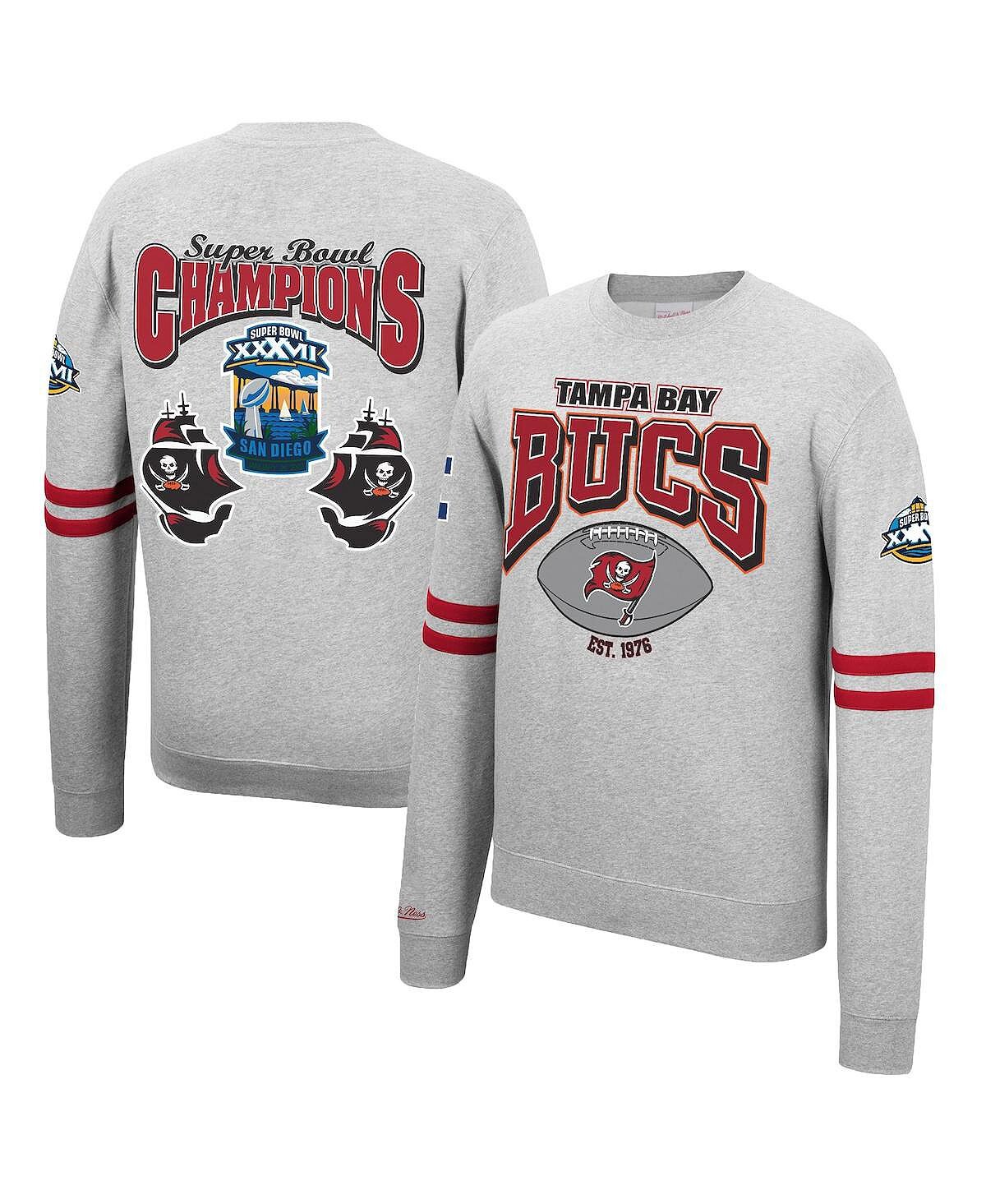 

Мужская флисовая толстовка с принтом tampa bay buccaneers серого цвета с мелким принтом Mitchell & Ness, мульти