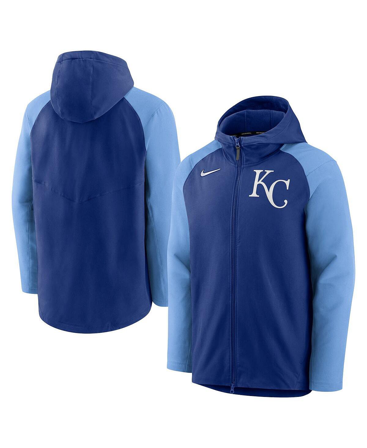 Мужская куртка royal, kansas city royals authentic collection с капюшоном и регланом на молнии во всю длину Nike - фото