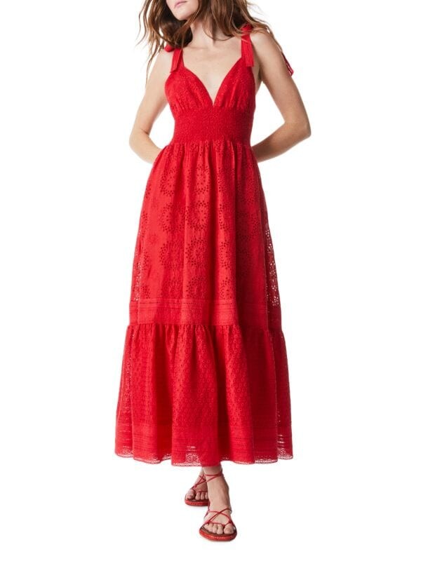 

Макси-платье Alice + Olivia с вышивкой на люверсах levine, маковый