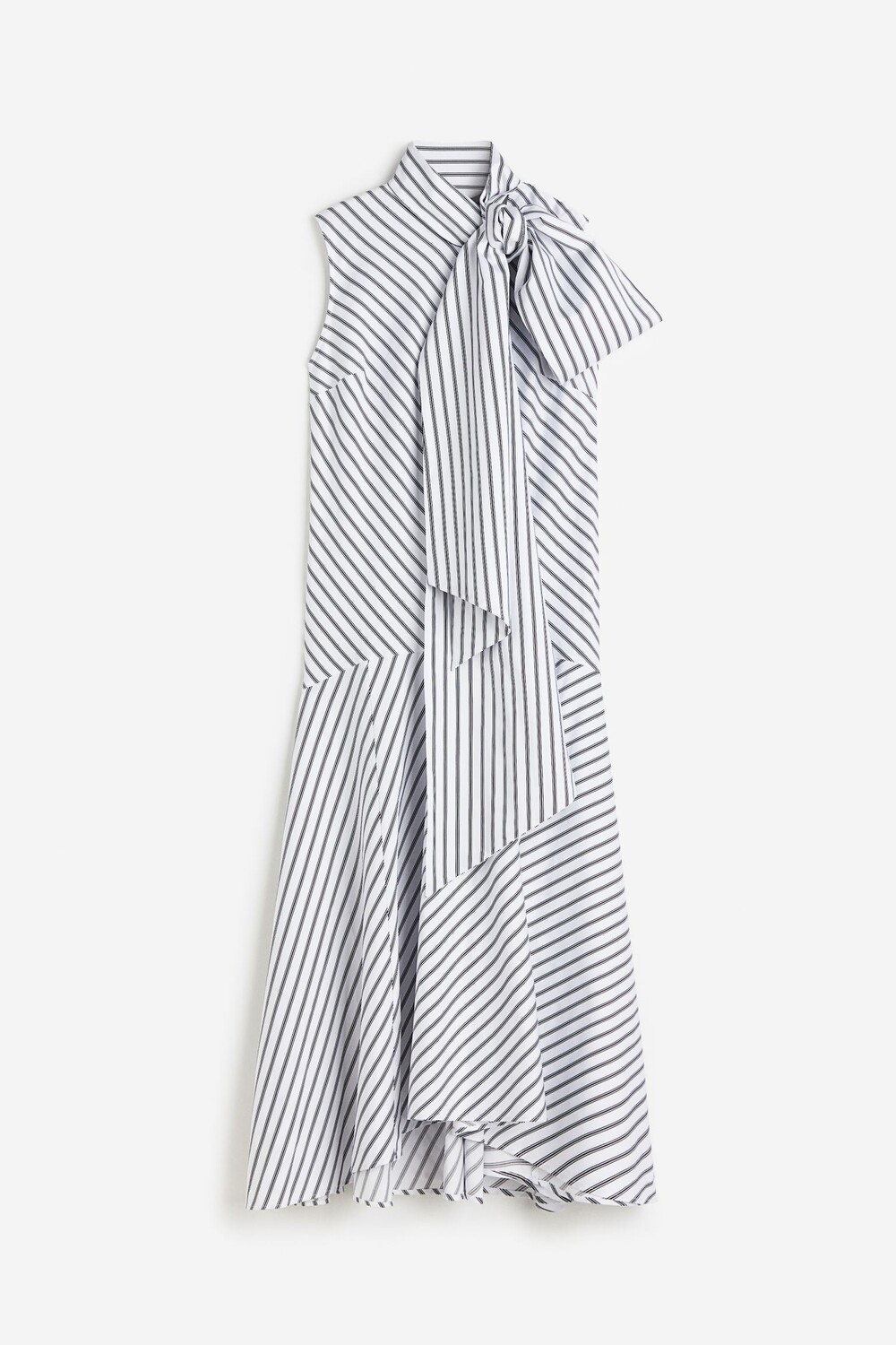 

Платье H&M Bow-detail Cotton, белый/черный