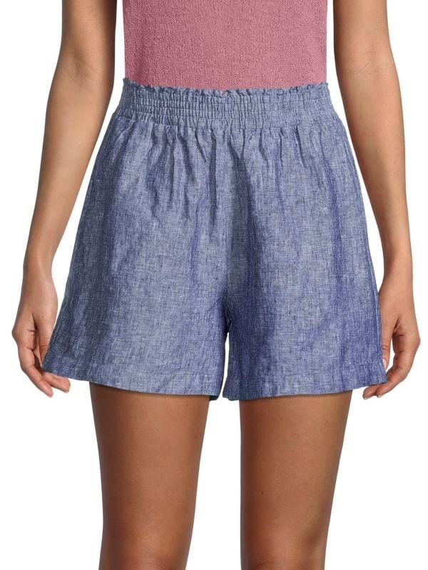 

Льняные шорты с присборенной талией Saks Fifth Avenue Navy cross