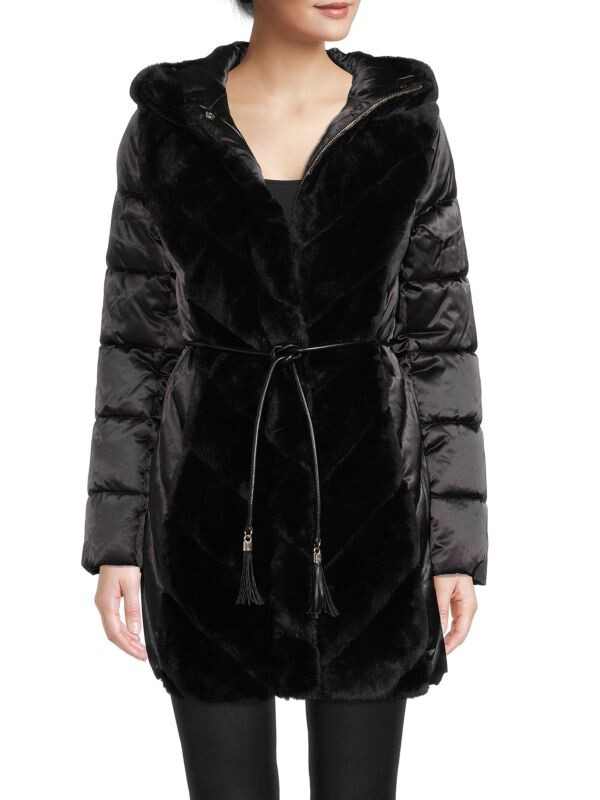 

Куртка с капюшоном из искусственного меха Karl Lagerfeld Paris Black, Серый