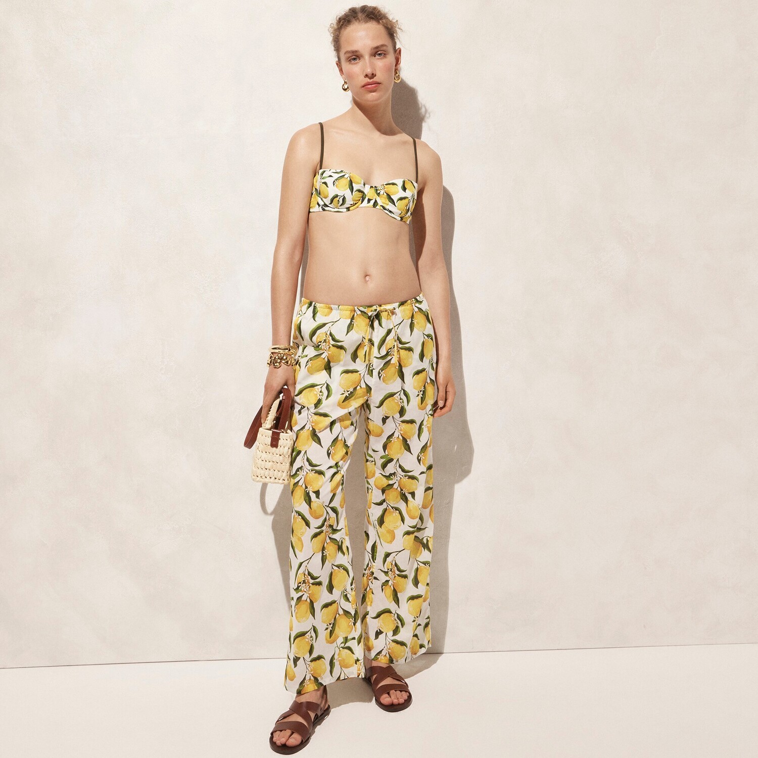 

Свободные пляжные брюки из хлопковой вуали цвета лимончелло J.Crew, мультиколор