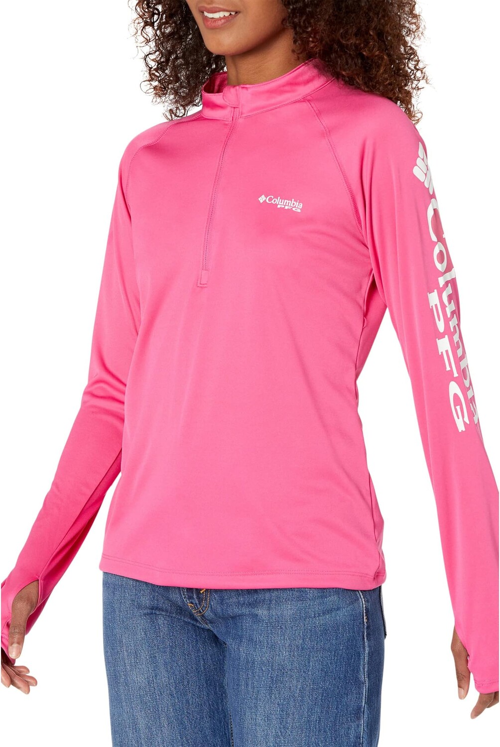 

Футболка Tidal с молнией 1/4 Columbia, цвет Ultra Pink/White Logo