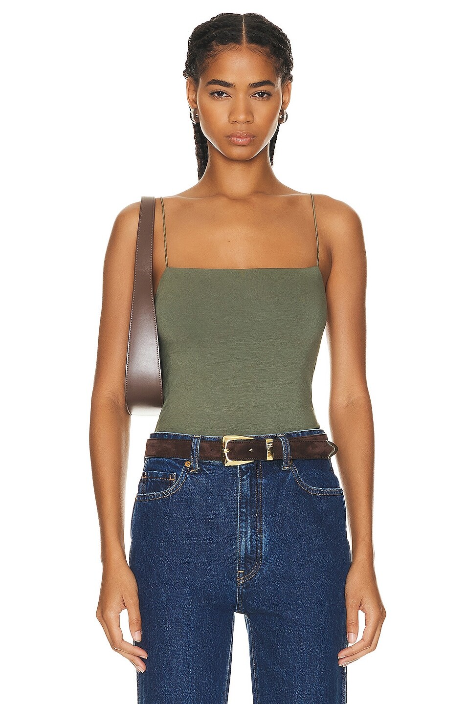 

Боди Enza Costa For FWRD Luxe Knit Essential Tank, милитари