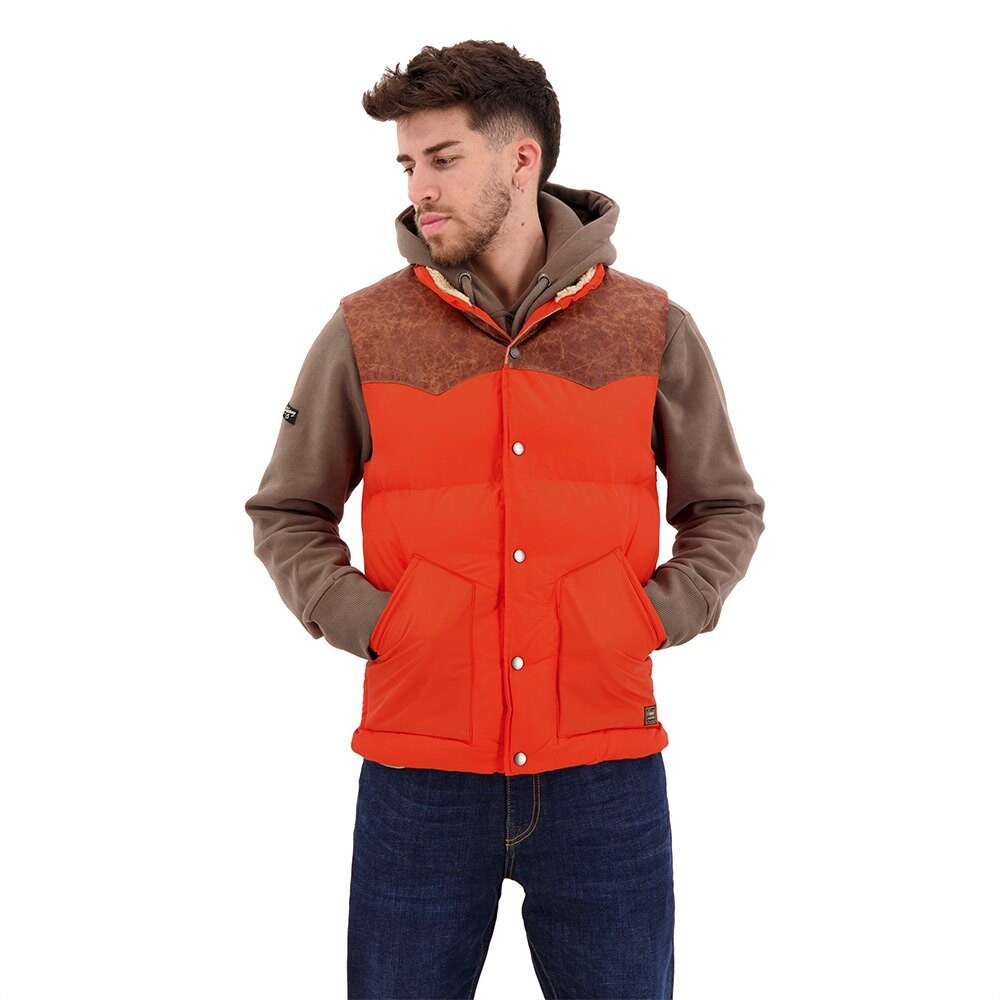 

Жилет Superdry Mountain Leather Mix Vest, оранжевый
