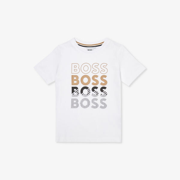 

Футболка свободного кроя из хлопкового джерси с логотипом для 4–16 лет Boss, белый