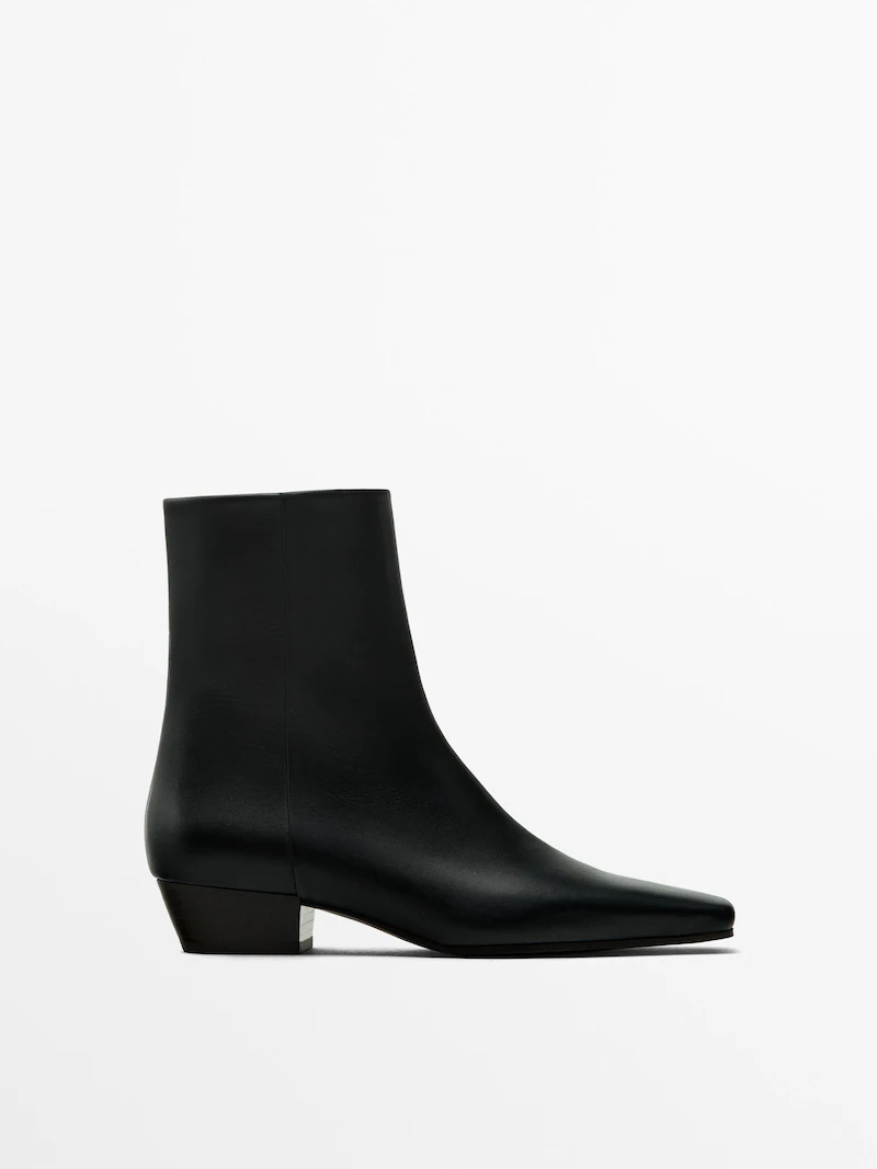 

Ботильоны на контрастном каблуке Massimo Dutti, черный