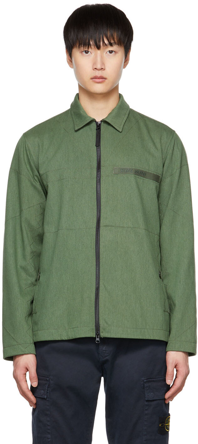 

Зеленая куртка-рубашка Stone Island, Зеленый