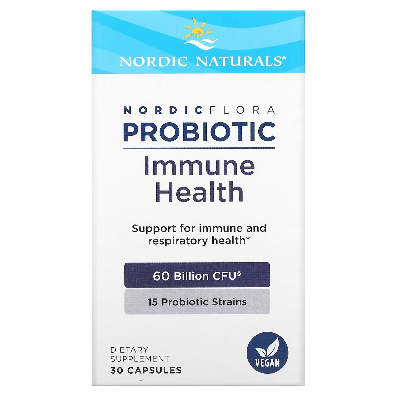 Nordic Naturals, Nordic Flora Probiotic, для поддержания здоровья иммунной системы, 60 млрд КОЕ, 30 капсул - фото