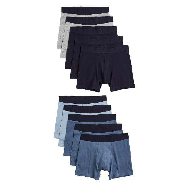 

Комплект трусов-боксеров H&M Cotton Boxer Shorts, 10 предметов, синий/серый