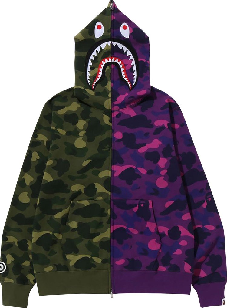 Худи BAPE Color Camo Shark Full Zip Hoodie 'Green/Purple', разноцветный - фото