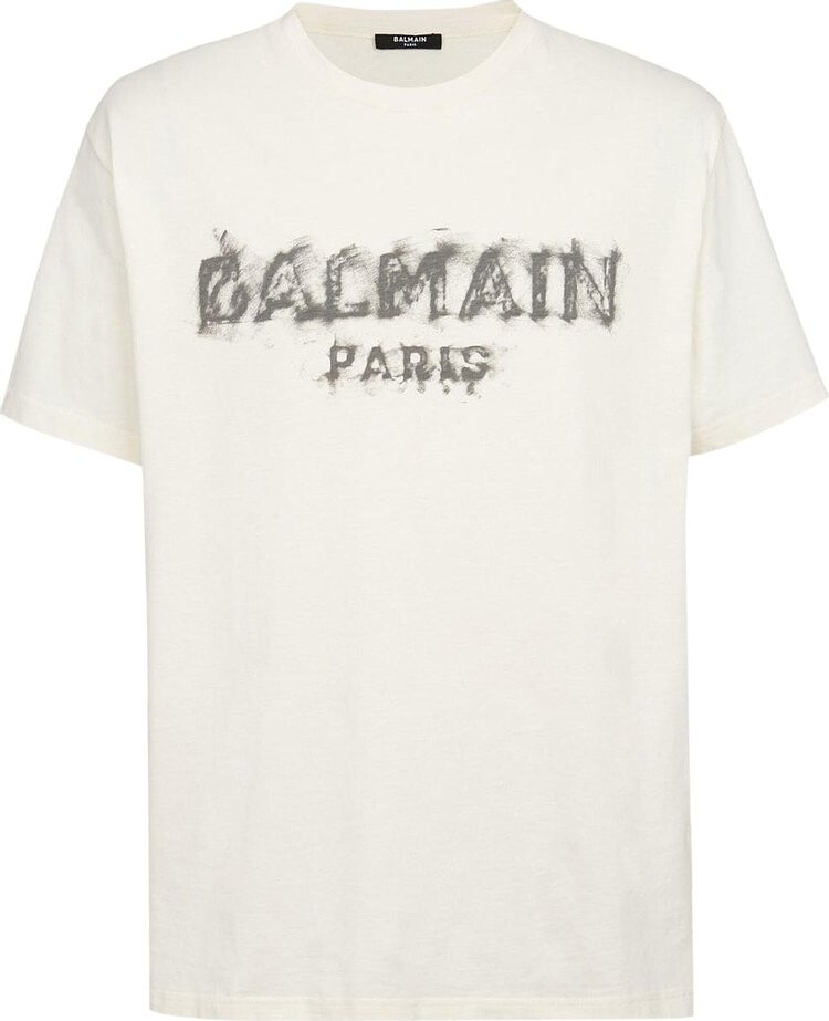 

Футболка Balmain Charcoal T-Shirt 'Beige/Noir', загар, Белый
