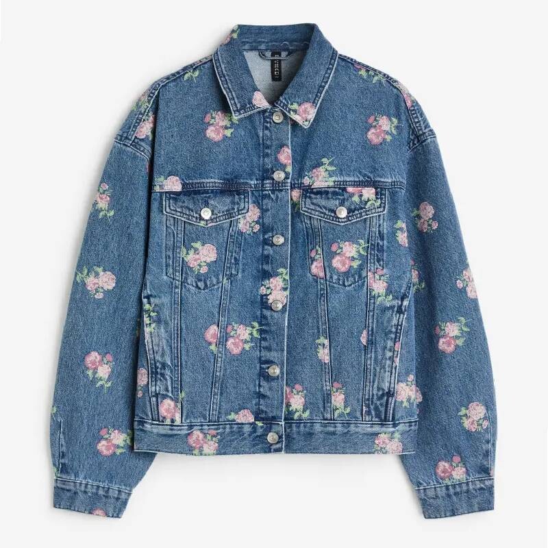

Жакет H&M Printed Denim, синий