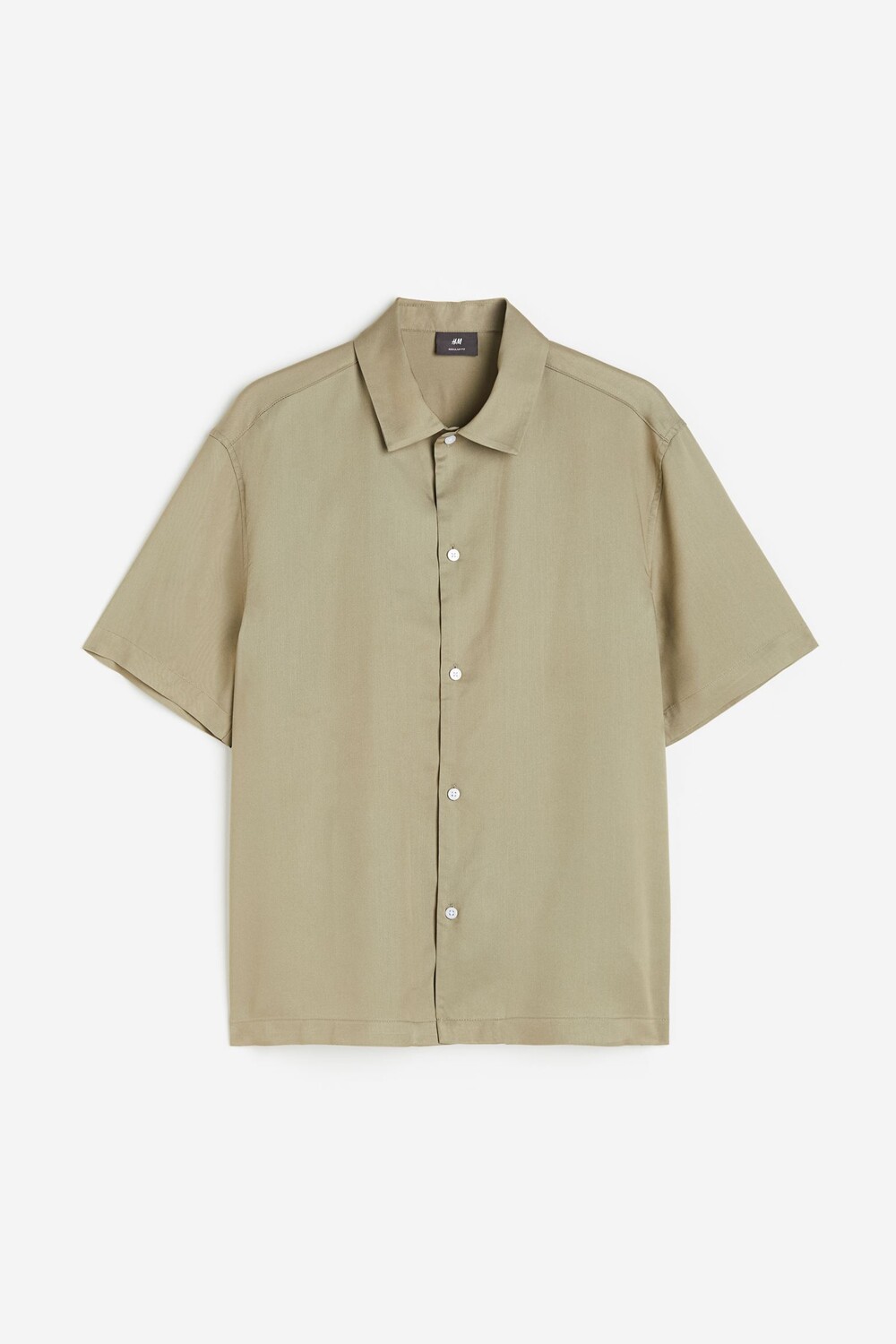 

Рубашка H&M Regular Fit Short-sleeved Lyocell Shirt, светло-зеленый