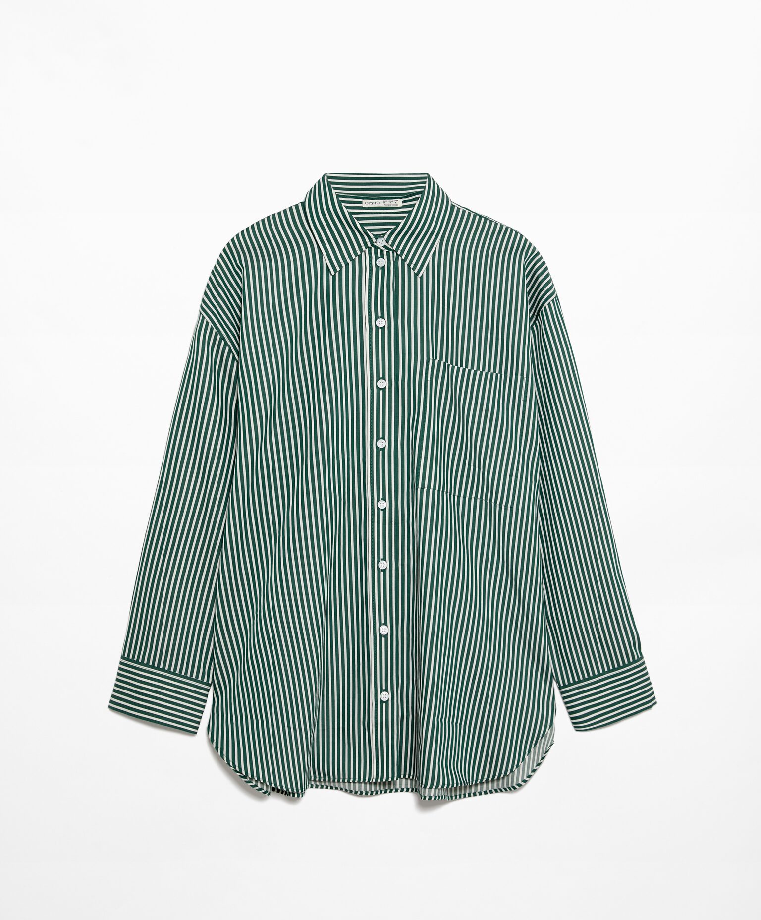 Рубашка Oysho Oversize Long Sleeved, зеленый рубашка в полоску с длинными рукавами xl синий