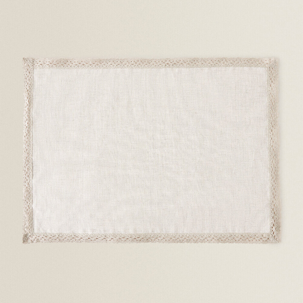 

Салфетка Zara Home Linen Placemat With Lace Trim, натуральный