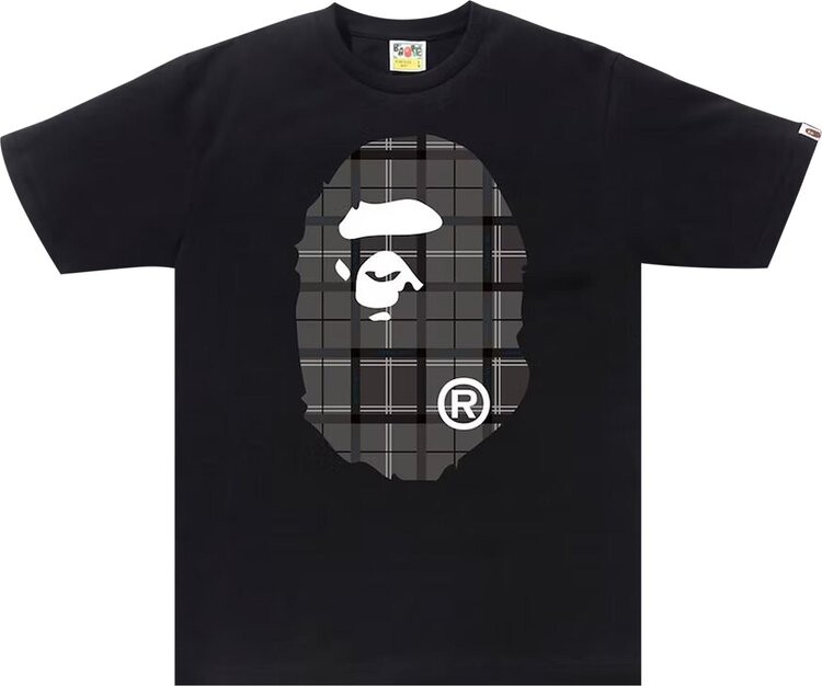 

Футболка BAPE Logo Check Big Ape Head Tee 'Black', черный