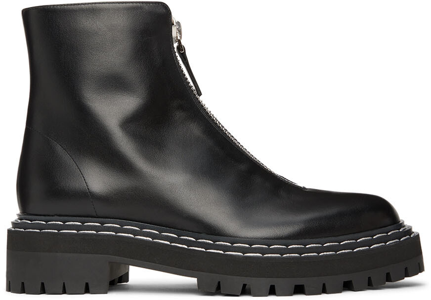 

Черные ботильоны с молнией на подошве Lug Sole Proenza Schouler, Черный
