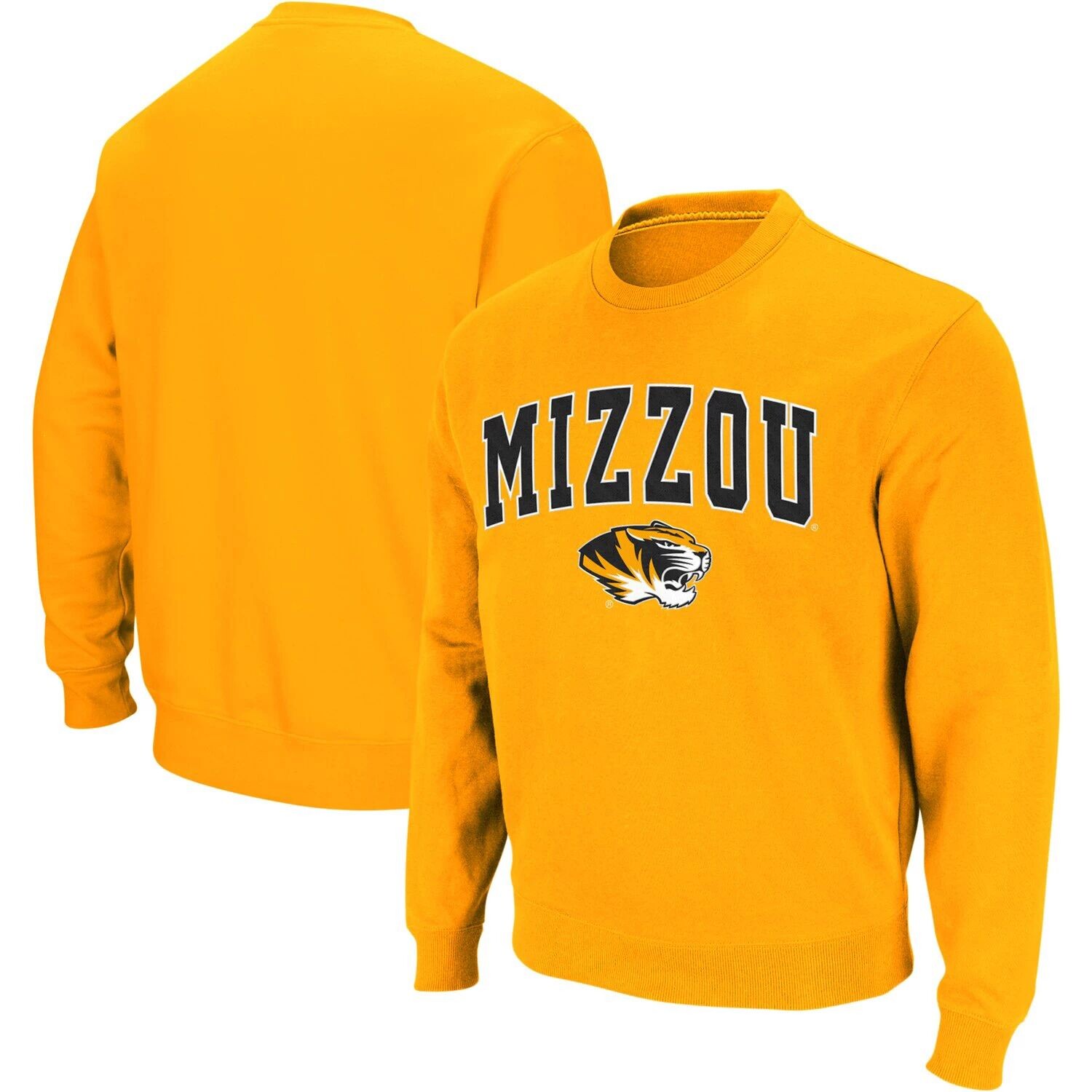 

Мужской золотой свитшот с круглым вырезом Missouri Tigers Arch & Logo Colosseum