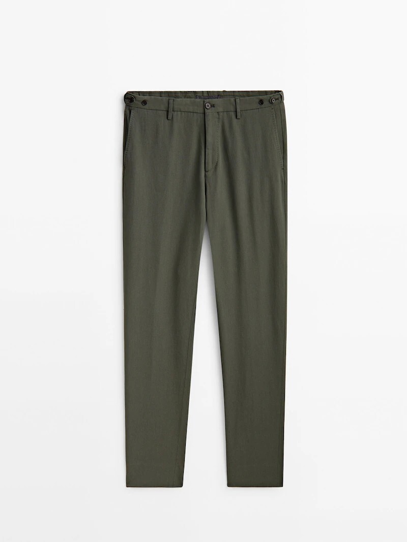 

Костюмные брюки из хлопка и твила Massimo Dutti, зеленый