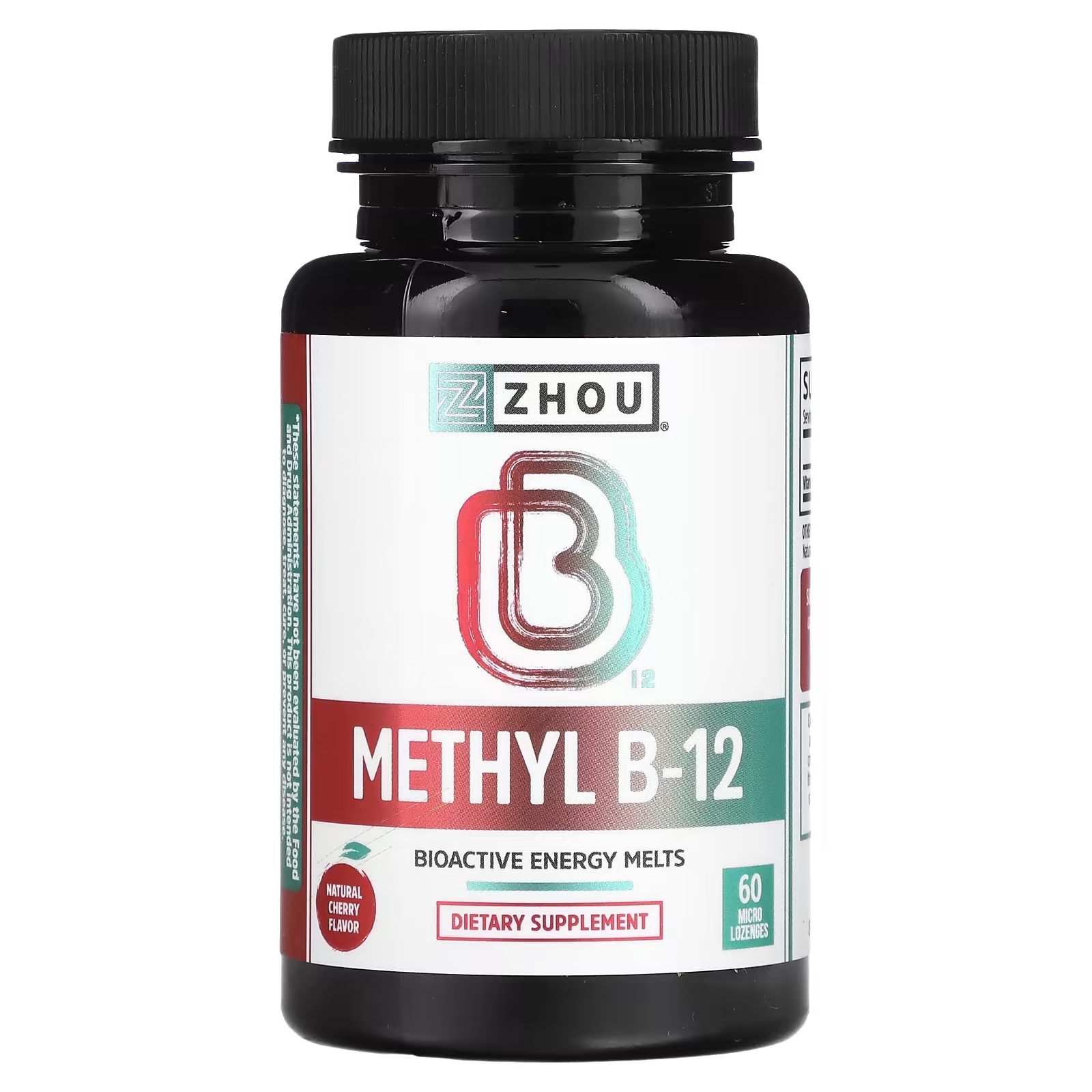 Zhou Nutrition Methyl B-12 натуральная вишня, 60 микроладсов zhou nutrition collagen active черная ягода и вишня 378 г 13 3 унции