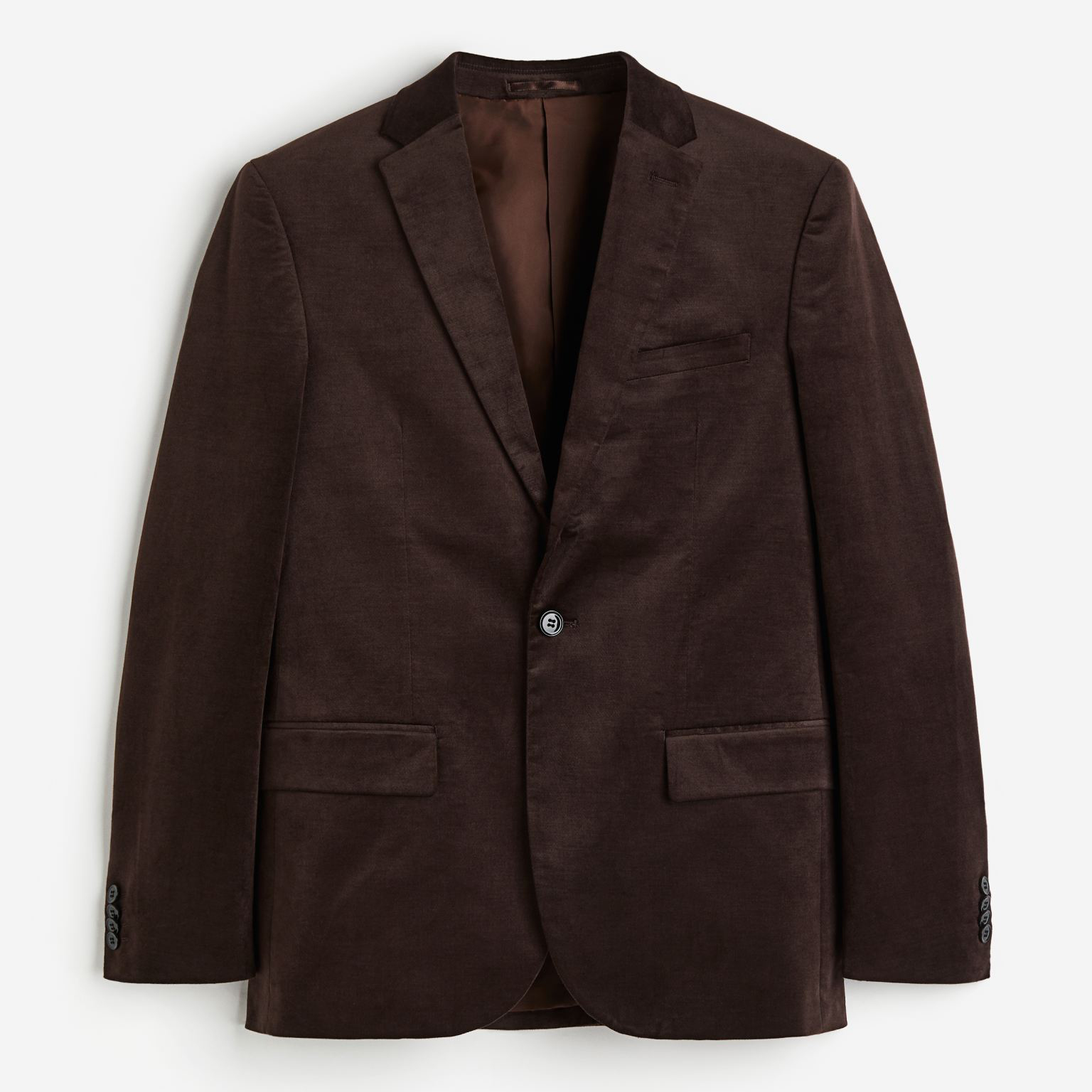 Вельветовый пиджак H&M Slim Fit Single-breasted , темно-коричневый